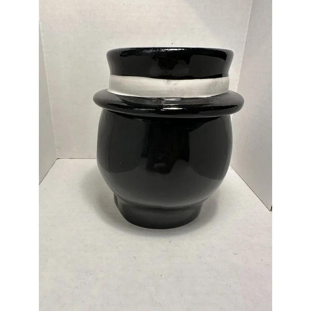 Day of the Dead Sugar Skull Ceramic Cookie Jar Black‎ Top Hat Floral